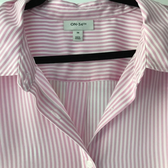 Pink and white striped polyester blouse. New with tags. - Picture 2 of 3